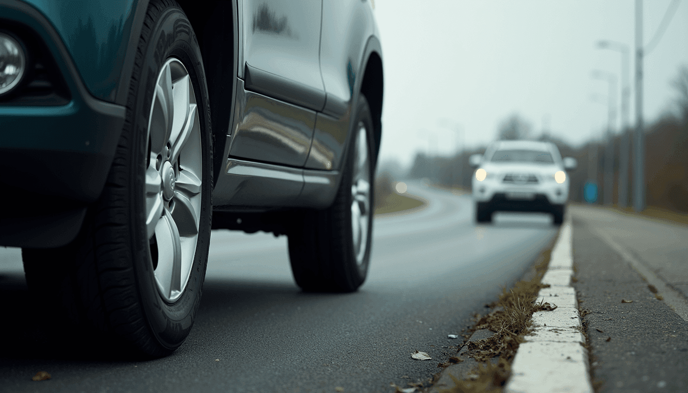 A car stopped at the side of a road