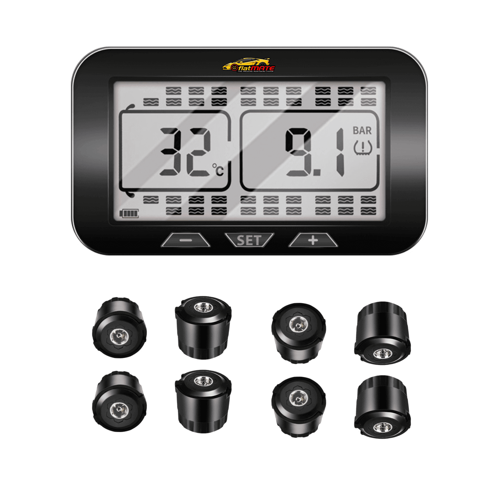 The Guardian screen with eight external sensors.